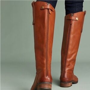 SAM Edelman Tall Knee High Penny Whisker Leather Riding Boot Brown Size 6 Zip